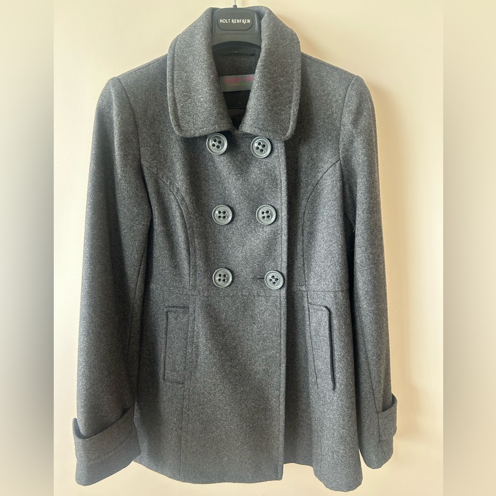 Paper Doll Gray Pea Coat with Wide Lapels